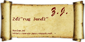 Zárug Jenő névjegykártya